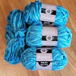 Acrylic Bulky Ziggy Yarn Blue Teal Turquoise, Lot